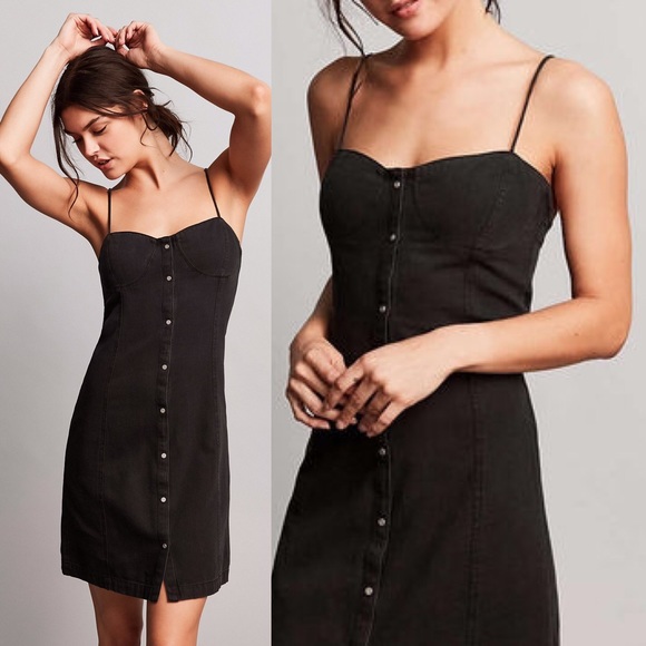 black button down mini dress